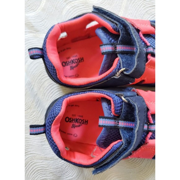 OshKosh B'Gosh Toddler Girls Size 12 Blue Pink Hook Loop Sport Sneakers Shoes - Picture 8 of 9